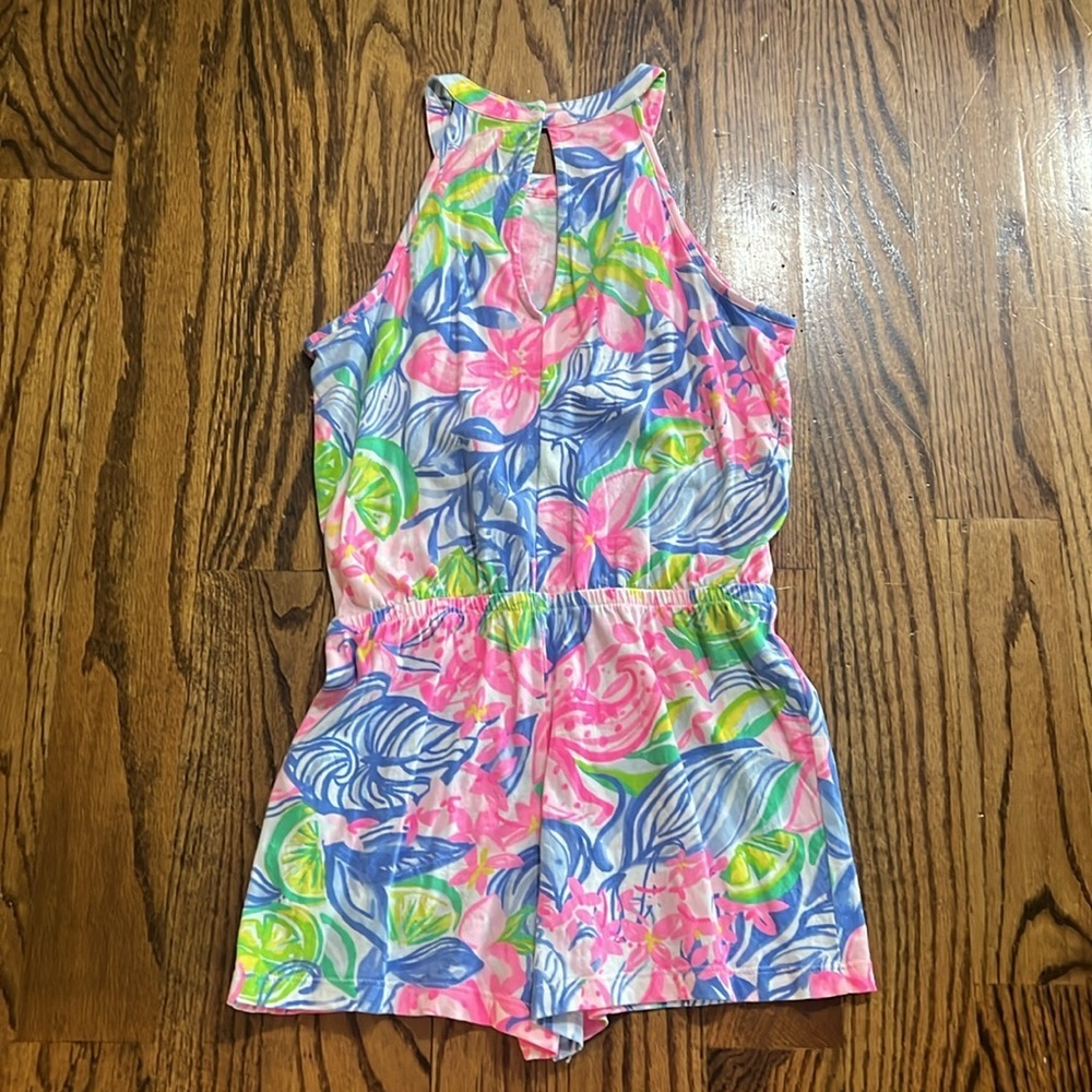 Lilly Pulitzer Mini Pearl Romper Large (8-10) Multi Havana Cocktail print - Picture 8 of 9